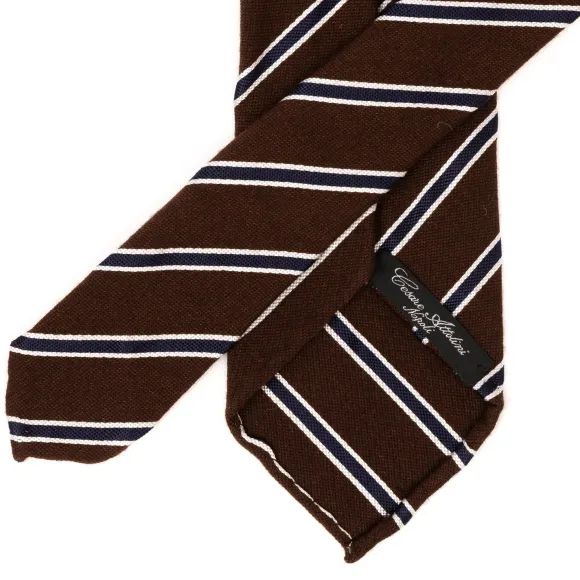Archivio Storico: Silk Mix Tie "Strisce Del Reggimento" - Hand Rolled
