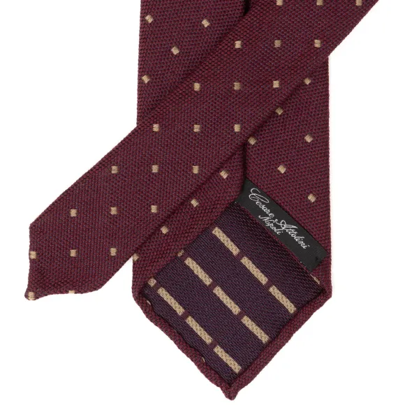 Archivio Storico: Tie "Quadri Jacquard" In Silk And Wool - Handrolled