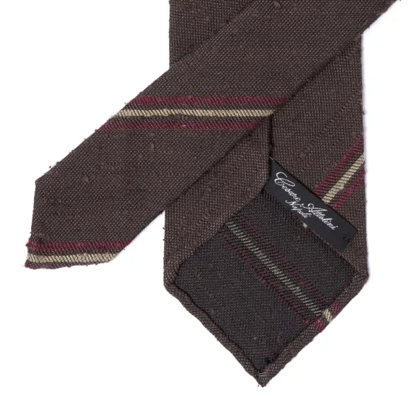 Archivio Storico: Tie "Striscia Di Shantung" In Pure Silk - Handrolled