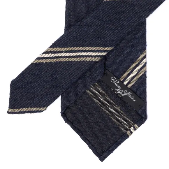 Archivio Storico: Tie "Striscia Di Shantung" In Pure Silk - Handrolled