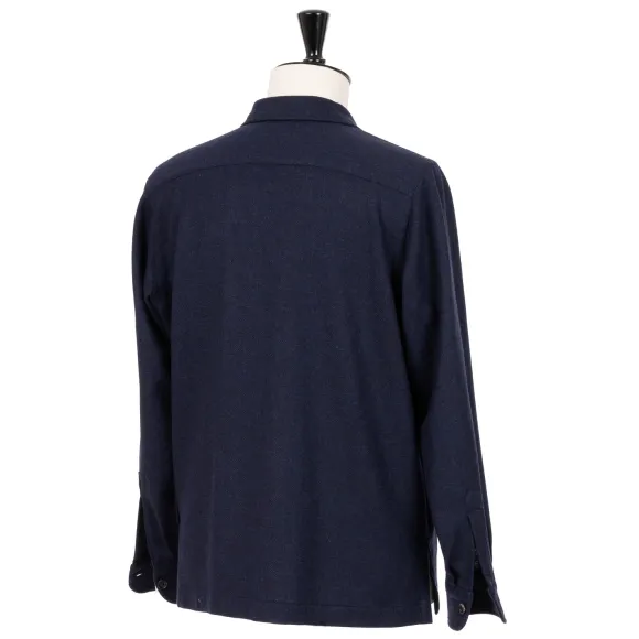 Aubergine Blue Sports Jacket "Shirt Pocket" Made Of Wool And