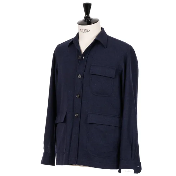 Aubergine Blue Sports Jacket "Shirt Pocket" Made Of Wool And