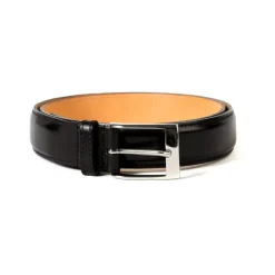 Belt Made Of Black Calfskin - Hand-Colored