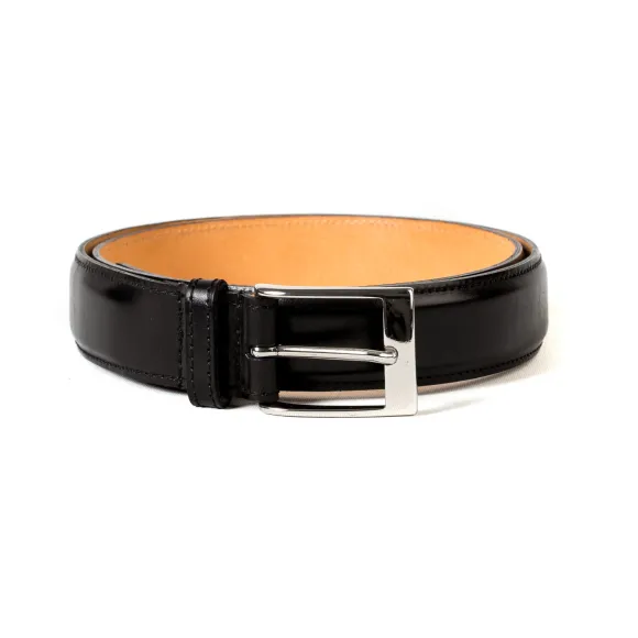 Belt Made Of Black Calfskin - Hand-Colored