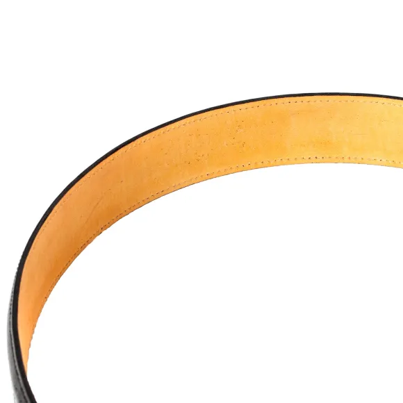 Belt Made Of Black Calfskin - Hand-Colored