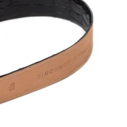 Belt Made Of Black Crocodile Leather - Handcrafted