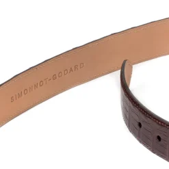 Belt Made Of Brown Crocodile Leather - Handcrafted