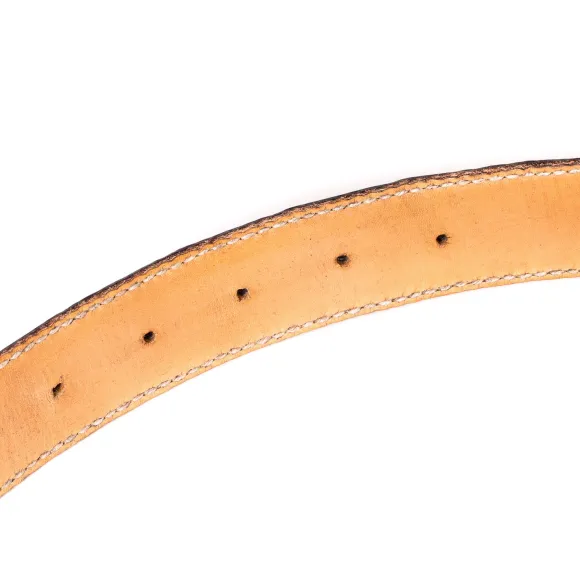 Belt Made Of Dark Brown "Belly" Crocodile Leather - Purely Handcrafted