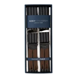 Black And Grey Striped Braces To Button