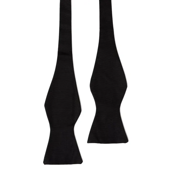 Black Bow Tie "Black Butterfly Bow Tie" Made Of Pure Grosgrain Silk