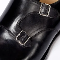 Black Double Monk Made Of Calfskin