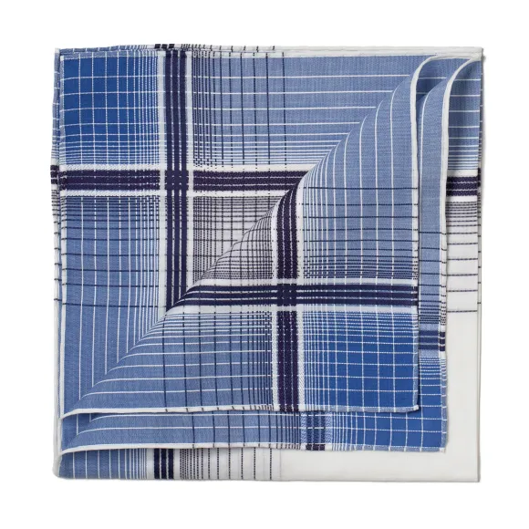 Blue Patterned Cotton Pocket Square