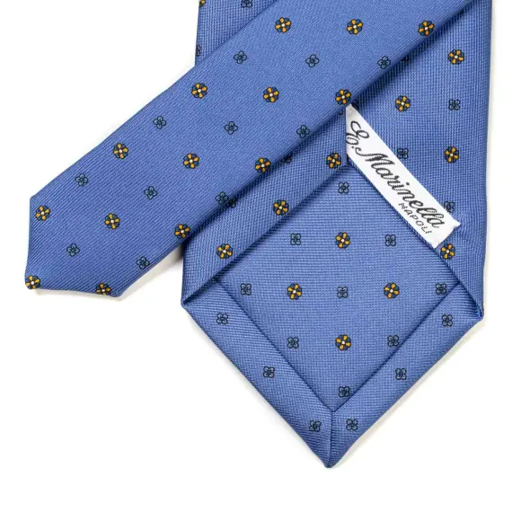 Blue Patterned Silk Tie