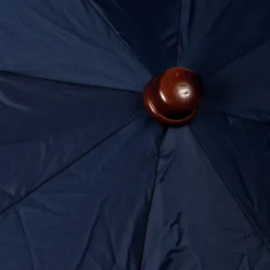 Blue Telescopic Umbrella With Wooden Handle
