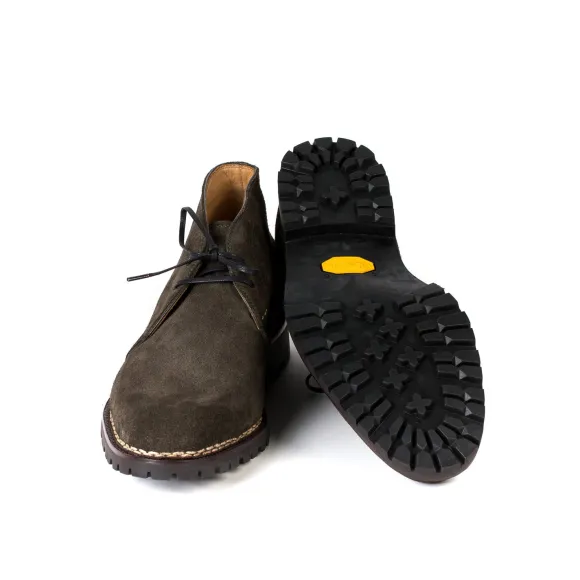 Boat Tea "Chukka Vibram-Norvegese" From Dark Green Rough Leather - Pur