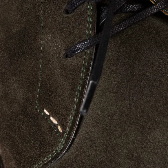 Boat Tea "Chukka Vibram-Norvegese" From Dark Green Rough Leather - Pur