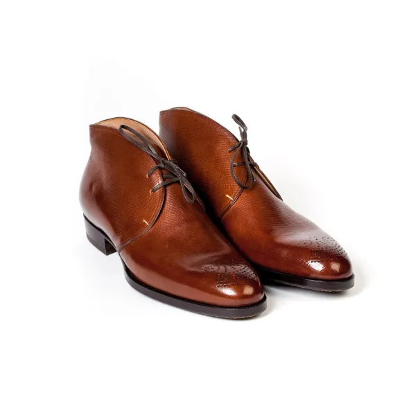 Bootee "Chukka" Made Of Brown Calfskin "Russian Calf"
