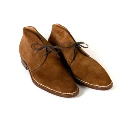 Bootee "Chukka Norvegese" Made Of Cognac Brown Kudu-Antilope Full-Grain Leather