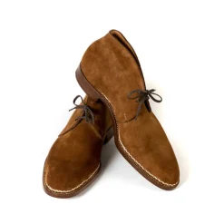 Bootee "Chukka Norvegese" Made Of Cognac Brown Kudu-Antilope Full-Grain Leather