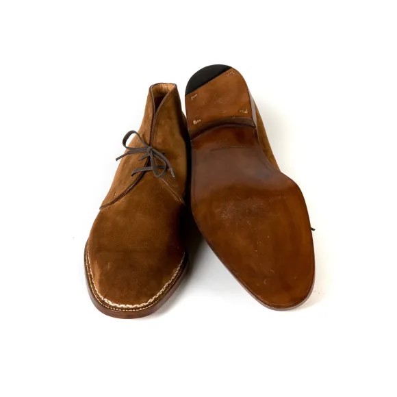 Bootee "Chukka Norvegese" Made Of Cognac Brown Kudu-Antilope Full-Grain Leather
