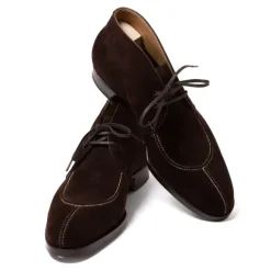 Bootee "French Norvegian" Made Of Dark Brown Suede Leather -