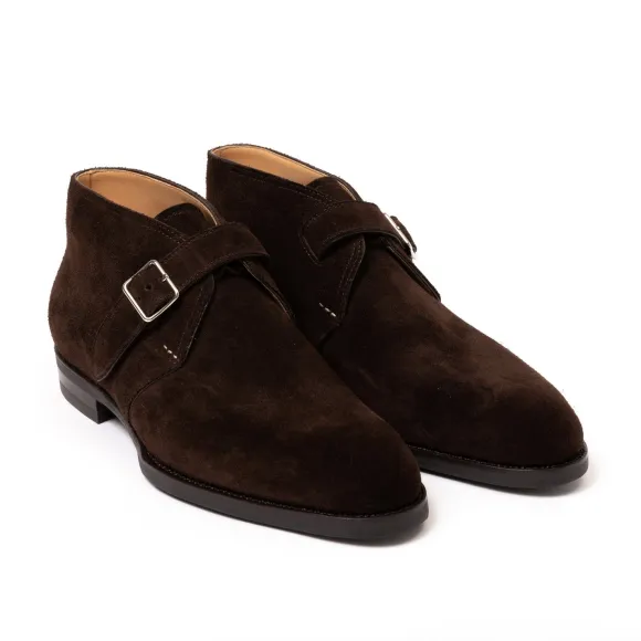 Bootee "Monk Bootee" Made Of Dark Brown Suede - Purely Handcrafted
