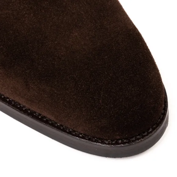 Bootee "Monk Bootee" Made Of Dark Brown Suede - Purely Handcrafted
