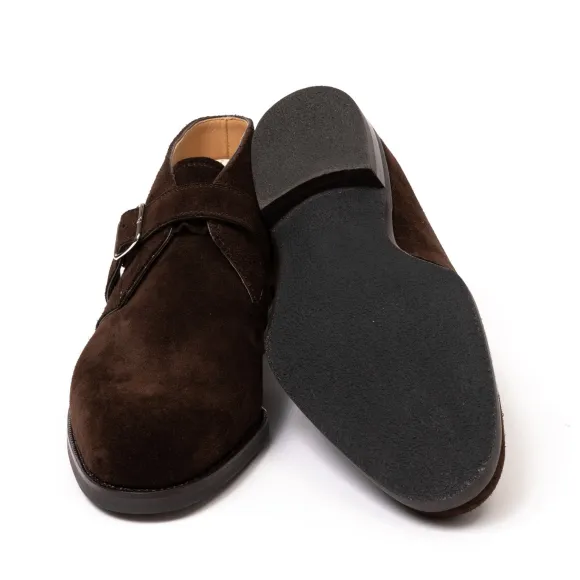Bootee "Monk Bootee" Made Of Dark Brown Suede - Purely Handcrafted