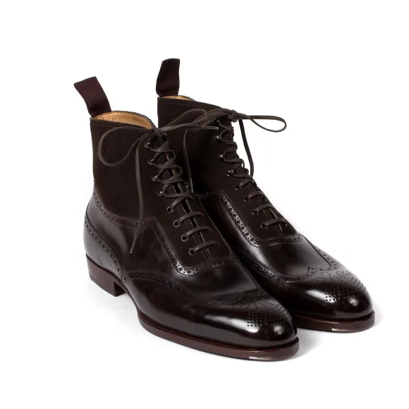 Boot "Fullbrogue-Oxford" Made Of Dark Brown Calfskin With Suede Shaft