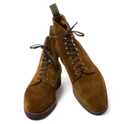 Boot "Full-Derby" Made Of Tobacco Brown Suede Leather - Pure Handwork