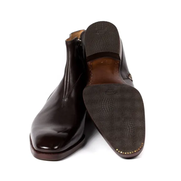 Boot "Zipper" Made Of Dark Brown Calfskin - Purely Handcrafted