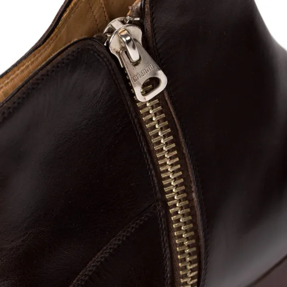 Boot "Zipper" Made Of Dark Brown Calfskin - Purely Handcrafted