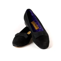 Bowhill & Elliot X Mj: Black Shoes "Opera Pump" Made Of Suede With Lea