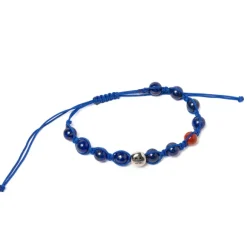 Bracelet "Blue Love" With Blue Stones And Button In Sterling Silver -