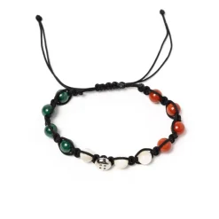 Bracelet "Italian Love" With Colored Stones And Button In Sterling Sil