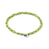 Bracelet "Jade" With Green Stones And Button In Sterling Silver - Hand