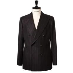 Brown Suit "Chalk Stripe" Made Of English Wool - Fox Heritage Flannel