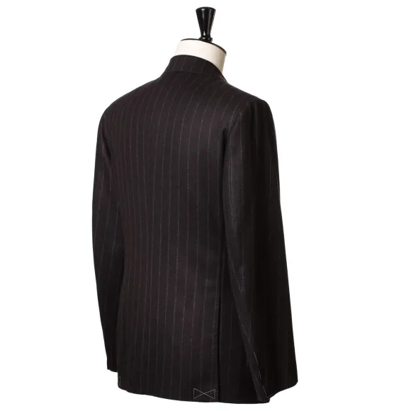Brown Suit "Chalk Stripe" Made Of English Wool - Fox Heritage Flannel