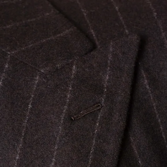 Brown Suit "Chalk Stripe" Made Of English Wool - Fox Heritage Flannel