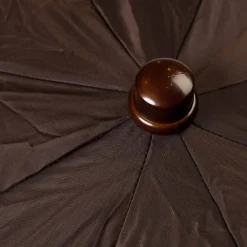 Brown Telescopic Umbrella With Wooden Handle