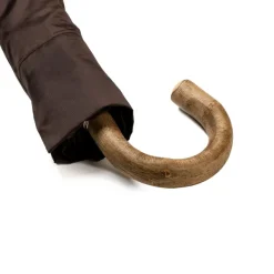 Brown Telescopic Umbrella With Wooden Handle