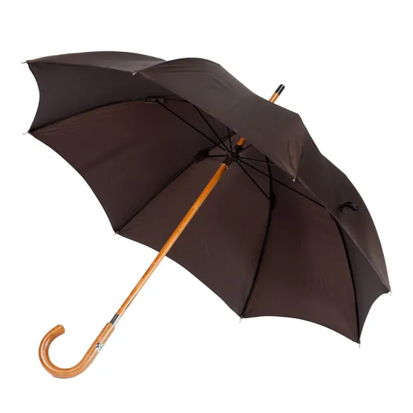 Brown Umbrella "Traveller" With Wooden Handle