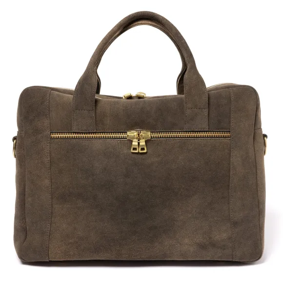 Business Bag "Vienna" Brown Goat Leather - Handmade