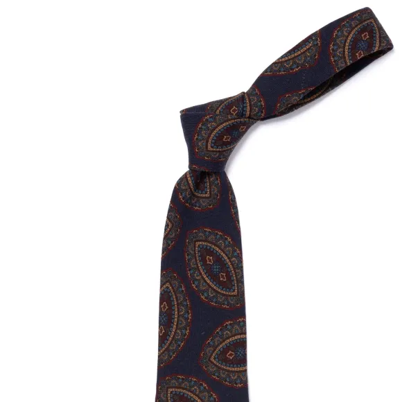 Ca Archivio Storico: Tie "Grandi Medaglioni" In Pure Wool - Handrolled