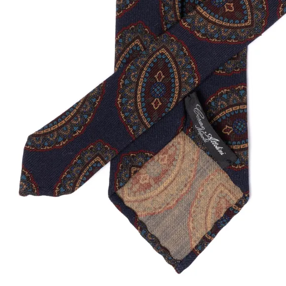 Ca Archivio Storico: Tie "Grandi Medaglioni" In Pure Wool - Handrolled
