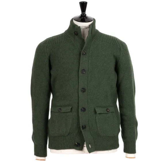 Cardigan "Lomond Knit-Bomber" In 4 Ply Geelong Lambswool