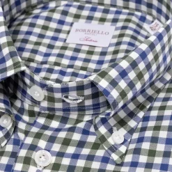 Checked Shirt "Bicolor Vichy" With Button Down Collar And Sport Cuff -