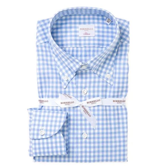 Checked Shirt "Royal Oxford" With Button Down And Sport Cuff - Handmad