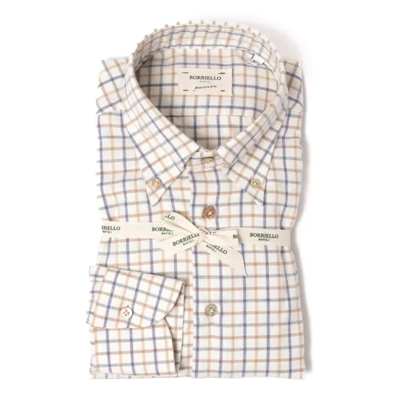 Checked Sports Shirt "Tattersall-Check" Made Of Brushed Vintage Cotton
