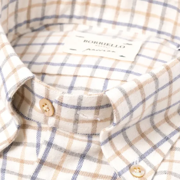 Checked Sports Shirt "Tattersall-Check" Made Of Brushed Vintage Cotton